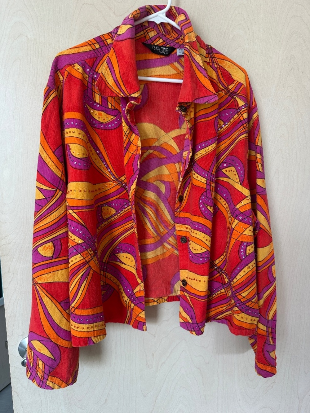 Take Two 3xl Button Down Vtg Y2K Slacket Jacket Colorful Psychedelic Bedazzled
